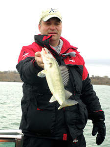 Curt Weisman with a 20-inch walleye taken during the cold front on Friday. 