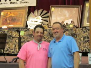 Oak Ridge Gobblers president Randy Book on the left and NWTF representative Dennis Conger served as hosts for the 2014 Oak Ridge Gobblers Hunting Heritage Banquet.