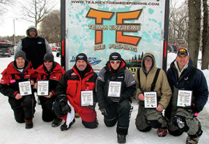 (photo by Steve Weisman) Top three placing teams at the Team Extreme tournament on West Okoboji. (L to R) Jon Furman and Jade Furman, 1st place; Scott Reed and John Grosvenor, 2nd place; Brett Sichmeller and Blain Fopma, 3rd place.