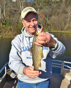 The author with a nice 15-inch brown trout.