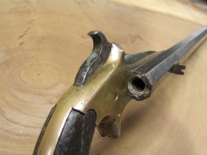 This photo shows the unique swivel breech design Frank Wesson used on his 1870 pocket rifles.