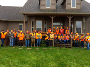 Guides and those who participated in the Ladies Pheasant Hunt take a break after the day’s activities.